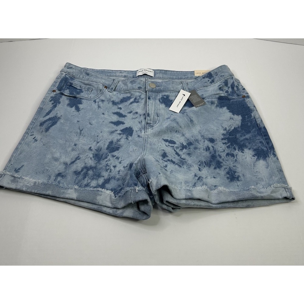 Lane Bryant Boyfriend Jean Shorts Women's 20 / 20S Acid Wash Frayed Rolled Hem